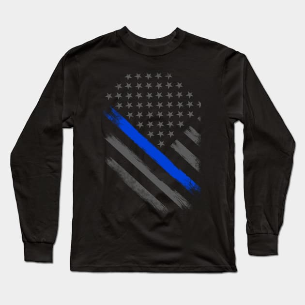 Thin Blue Line Flag Tactical Long Sleeve T-Shirt by bluelinemotivation